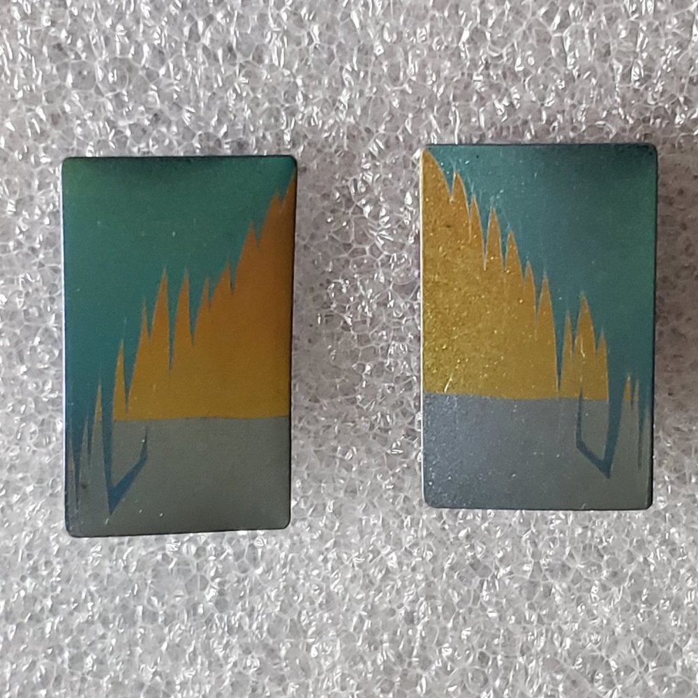 Vintage Anodized Aluminum Abstract Surrealist Post Earrings